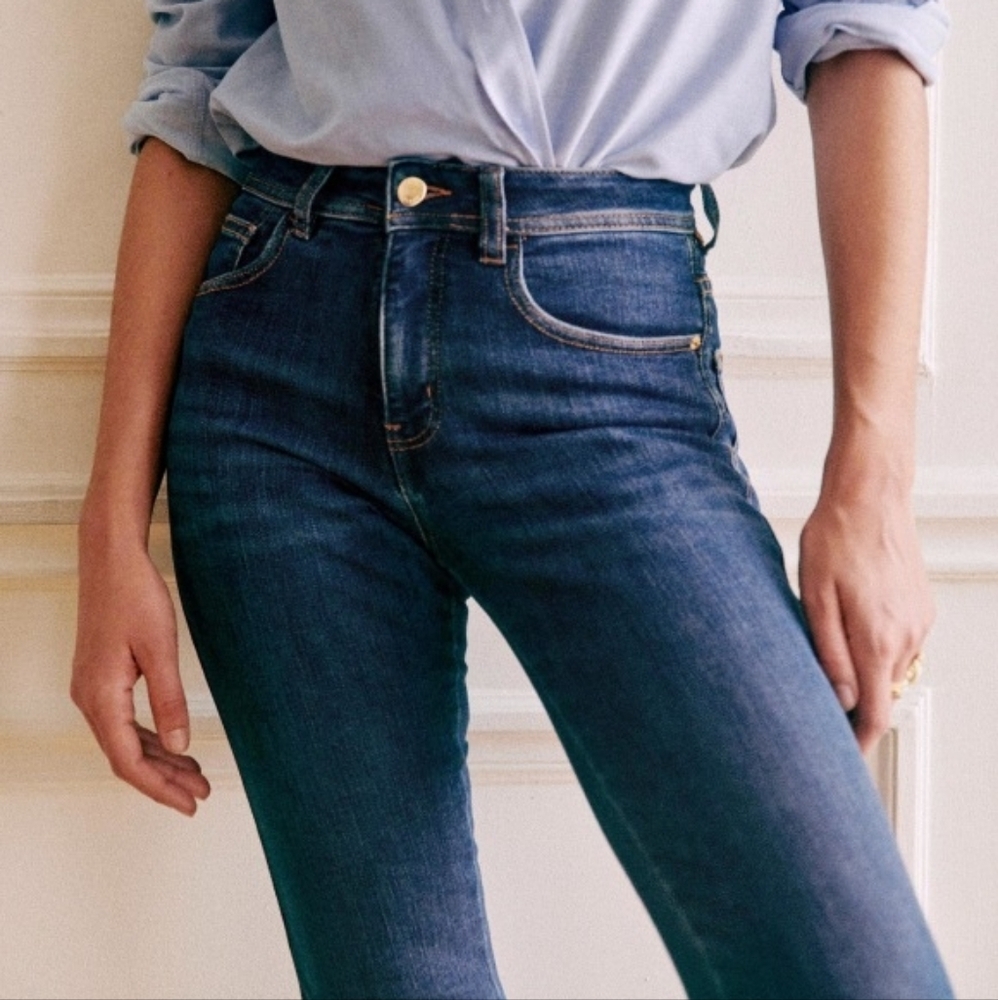 Sézane Le Slim Parfait High Rise Jeans – Dark Wash French Chic Denim | Size 25 - Picture 3 of 7